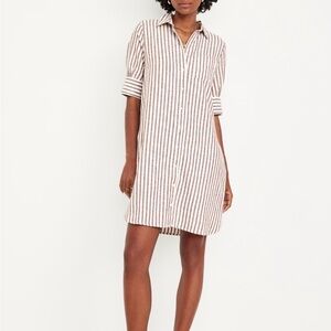 Striped Button-Down Shirt Dress